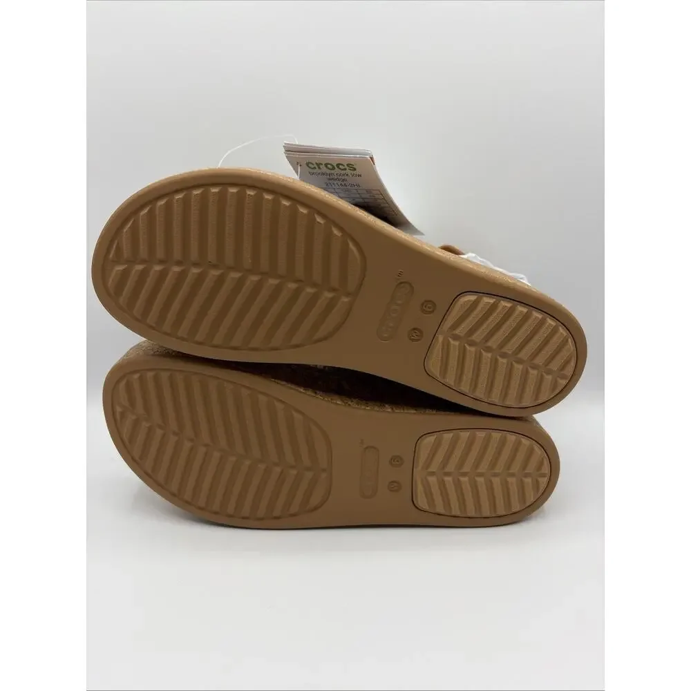 Crocs Brooklyn Cork Low Wedge Platform Sandal Women’s Sz US W 6 Light Brown NWT